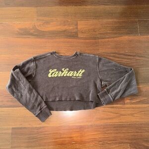 Women's vintage Carhartt brown cropped thermal long sleeve shirt